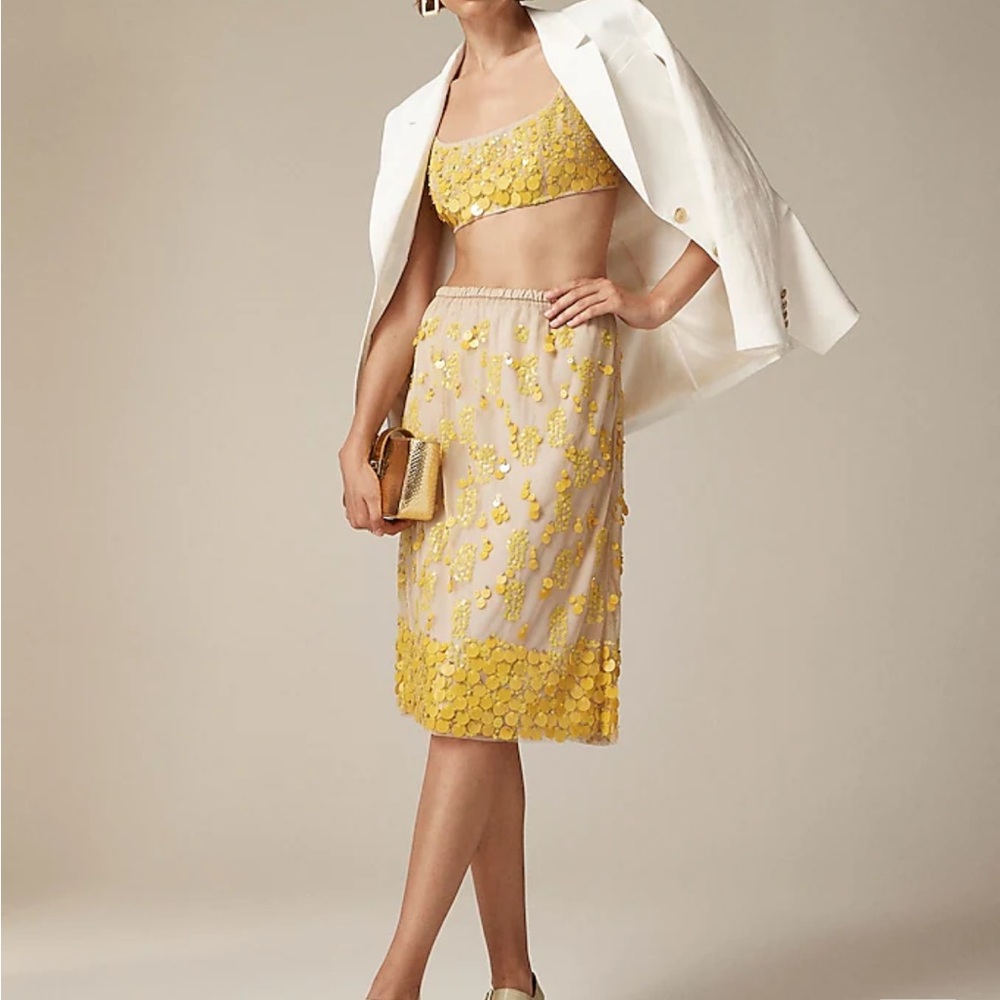 Jcrew Collection flower-sequin midi skirt
